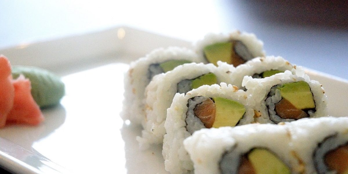 Hand-rolled Salmon Avocado Sushi